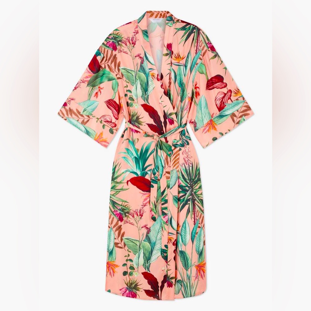 NWT Primark Tropical Print Satin Robe Size: M